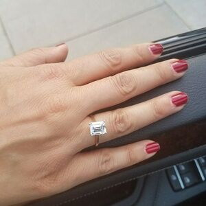 14k Yellow Gold 2.5ct Emerald cut Engagement Ring